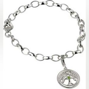 Failte Tree of Life Bracelet - Sterling Silver Peridot Stone. OS